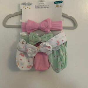 Headbands & Scratch Mitten Set By Petite L'Amour, Girl, Pinks, 6 Pieces, New